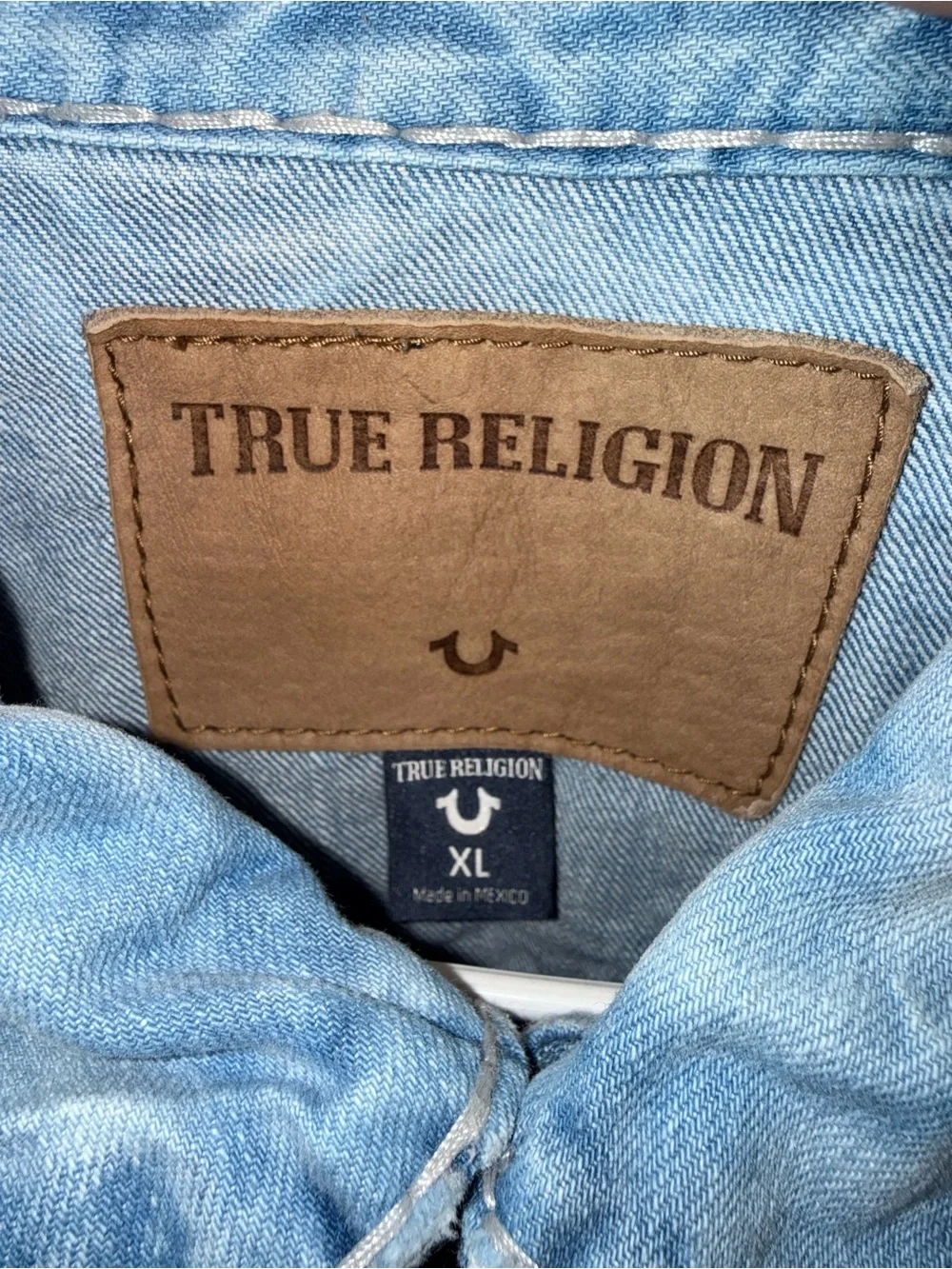 True Religion Light Blue Washed Denim Vest